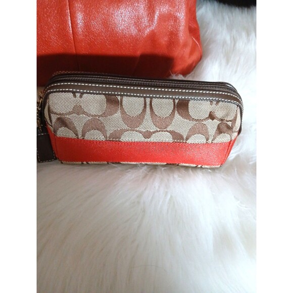 Coach Madison Maggie Hobo Shoulder Bag & Coach Coin Pouch Burnt Orange Leather - Picture 5 of 16